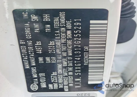 2018 Kia Optima Lx z USA, uszkodzony, nr VIN 5XXGT4L31JG255291